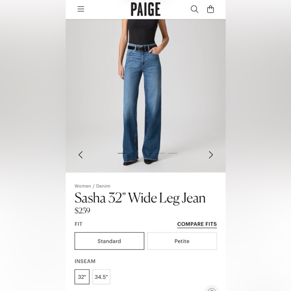 PAIGE SASHA Size: 26 NWOT
Color: Stefania Distressed
  Inseam: 32" - Picture 5 of 11